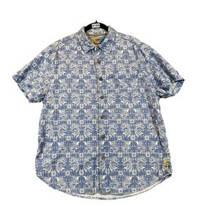 Margaritaville Shirt Mens Medium Blue Button Down Short Sleeve Swordfish‎